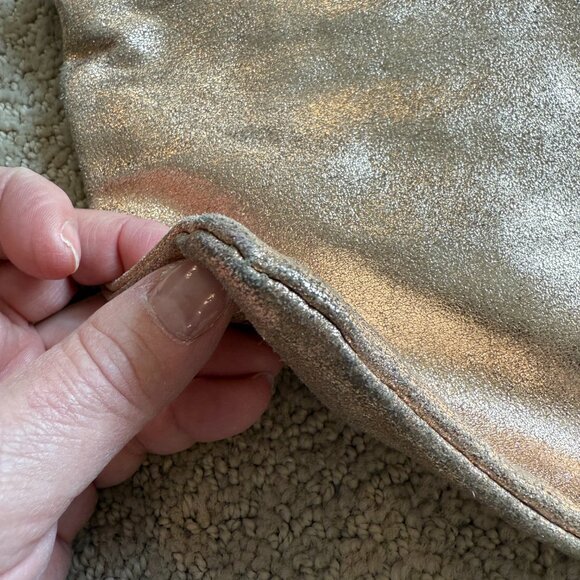 Topshop Gold Leather Bag Crossbody Tassel Zipper Removal Strap Boho Going Out - Picture 6 of 12